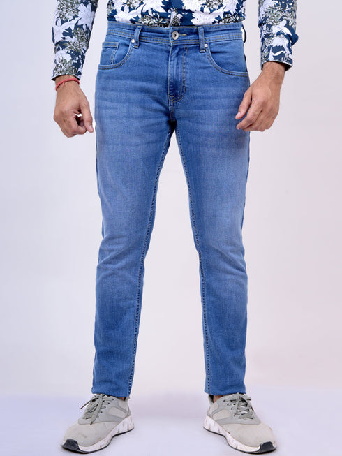 Mens Blue Stretchable Casual Jeans