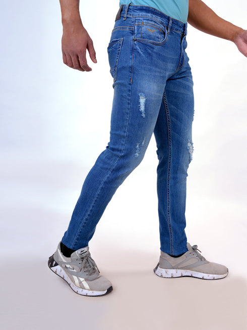 Men Blue Mid Rise Stretchable Denim Jeans