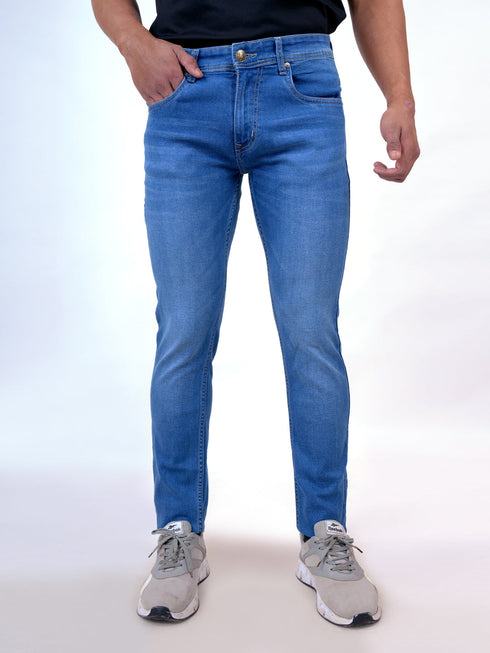 Men Light Blue Mid Rise Stretchable Denim Jeans