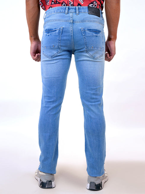 Men Ice Blue Mid Rise Stretchable Denim Jeans