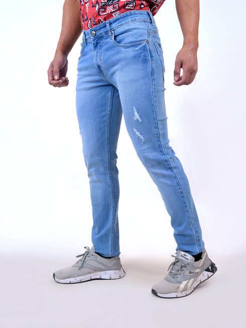 Men Ice Blue Mid Rise Stretchable Denim Jeans