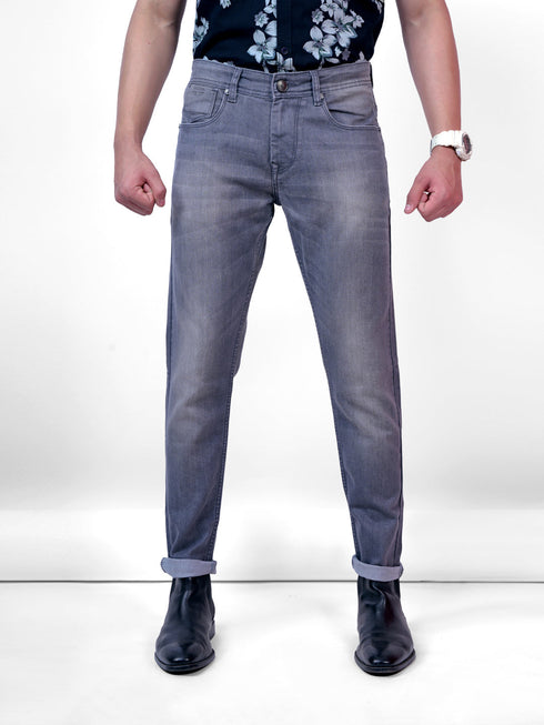 Men Grey Mid Rise Stretchable Denim Jeans