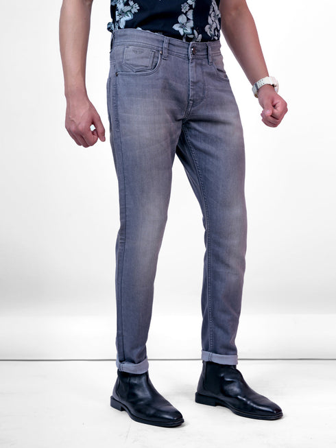 Men Grey Mid Rise Stretchable Denim Jeans