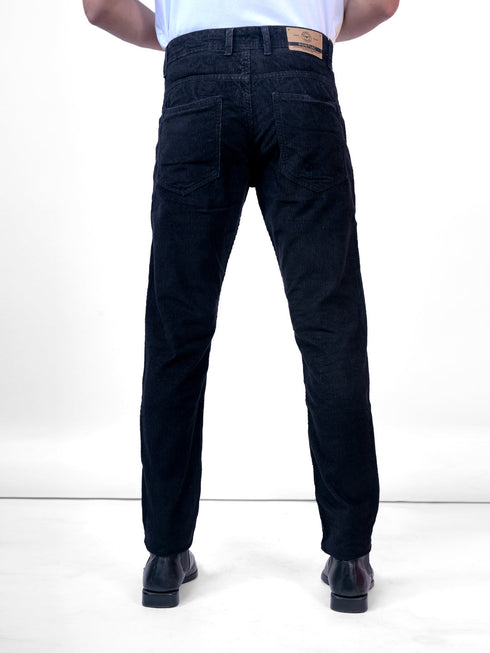 Men Black Mid Rise Stretchable Velvet Jeans