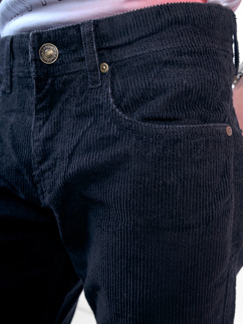 Men Black Mid Rise Stretchable Velvet Jeans