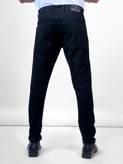 Men Solid Black Mid Rise Stretchable Denim Jeans