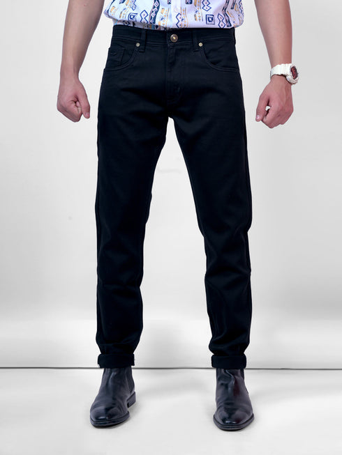 Men Plain Black Mid Rise Stretchable Denim Jeans