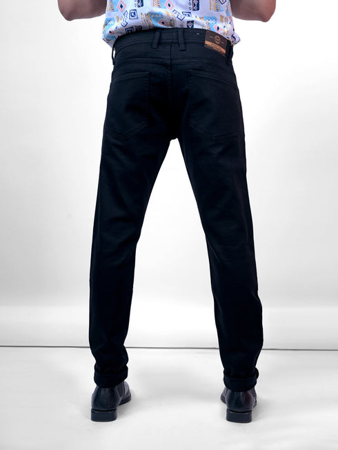 Men Plain Black Mid Rise Stretchable Denim Jeans