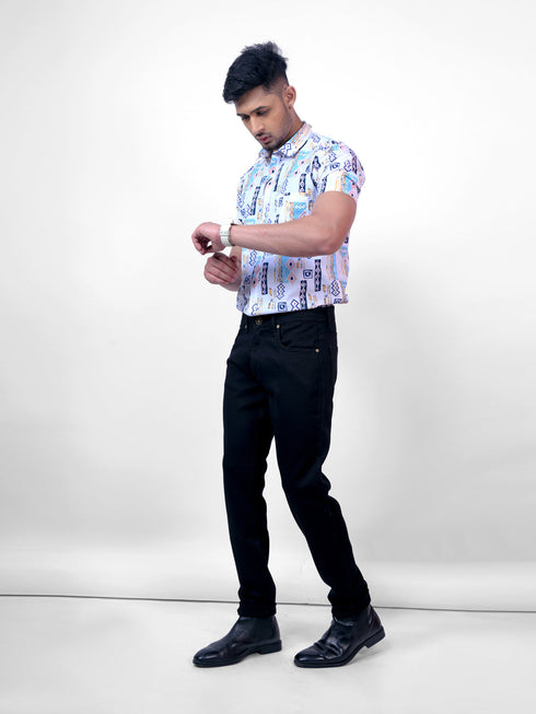 Men Plain Black Mid Rise Stretchable Denim Jeans