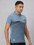 Men Blue Printed Sustainable Casual T-Shirt With Spread Collar