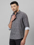 Mens Black Micro & Ditsy Printed Spread Collar Casual Shirt & Regular Fit
