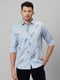 Mens Sky Blue printed casual shirt full sleeves with spread coller