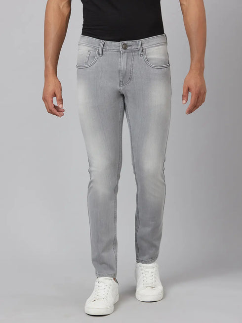 Mens Light Grey Slim Fit Clean Look Jeans