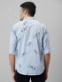 Mens Sky Blue printed casual shirt full sleeves with spread coller