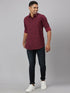 Mens Marron Floral Print Sustainable Casual Shirt With Full Sleeves