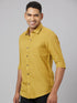 Men Mustard Solid Sustainable Casual Shirt With Spread Collar