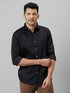 Mens Solid Black Regular Fit Full Shirt With Spread Collar