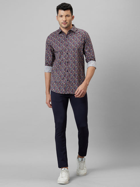 Men Multicolour Paisley Printed Casual Shirt Full Sleeves With Spread Collar
