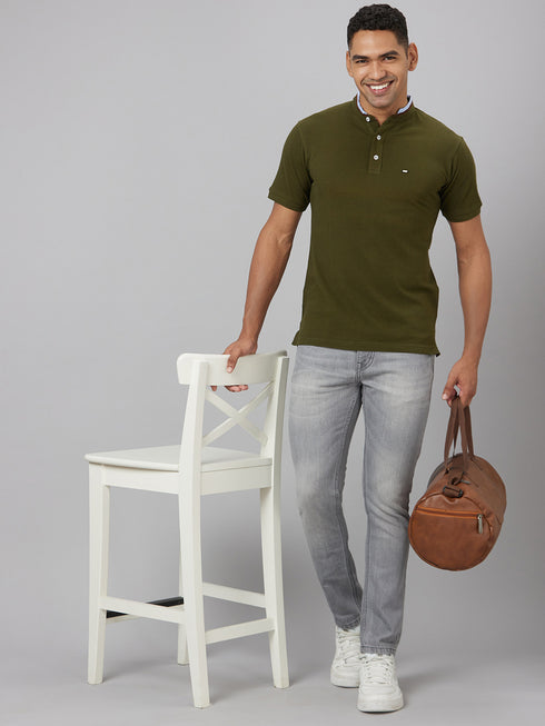 Men Olive Solid Lounge T-Shirt