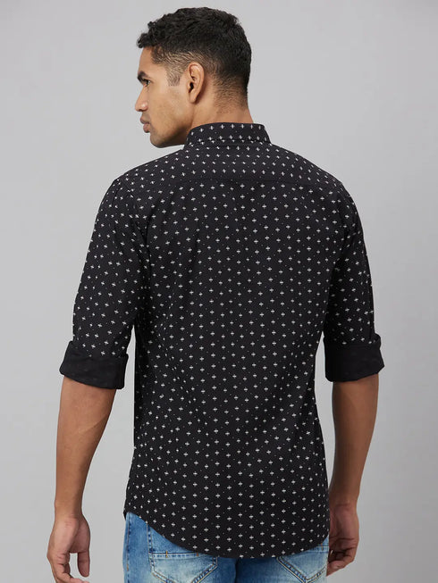 Men Black Printed Sustainable Casual Shirt