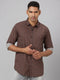 Men Coffee Brown Printed Sustainable Casual Shirt With Spread Collar And Full Sleeves