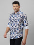 Mens Multicolour Geometric Printed cotton Linen Opaque Casual Shirt