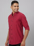 Men Red Striped Sustainable Casual Shirt With Full Sleeves