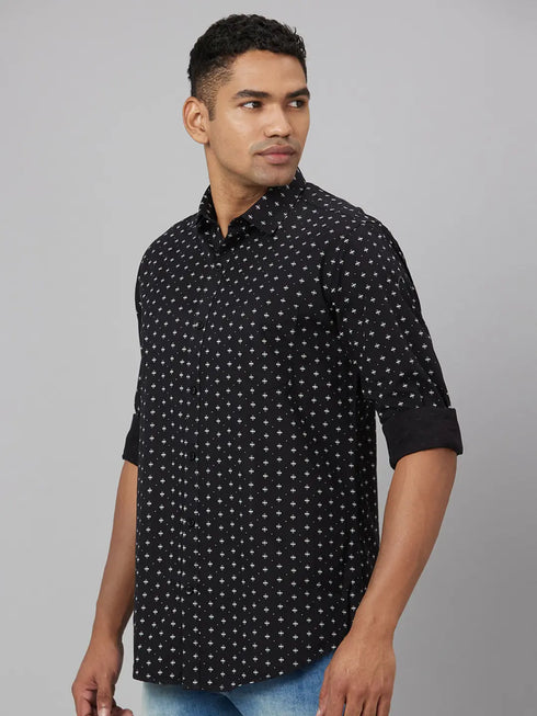 Men Black Printed Sustainable Casual Shirt
