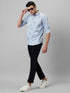 Mens Sky Blue printed casual shirt full sleeves with spread coller