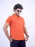 Men Orange Polo Solid Regular Fit casual T-Shirt