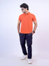 Men Orange Polo Solid Regular Fit casual T-Shirt