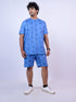 Men Light Blue Printed T-Shirt and Pyjama