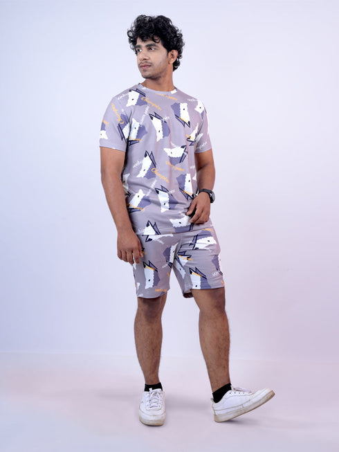 Men Multicolor Typography Printed T-Shirt And Pyjama