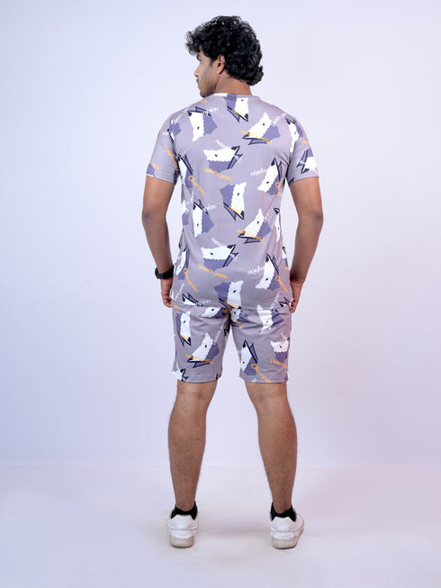 Men Multicolor Typography Printed T-Shirt And Pyjama