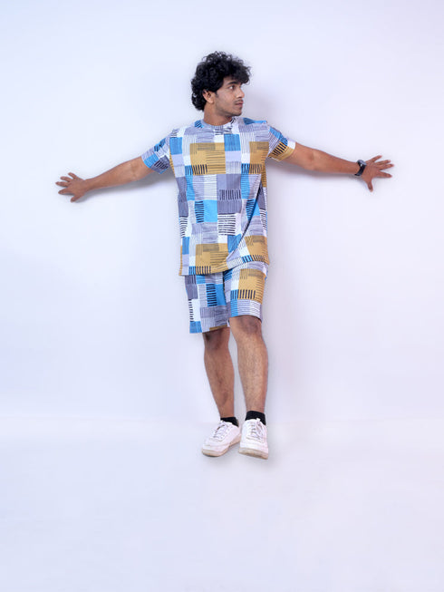 Men White Printed Night Suit