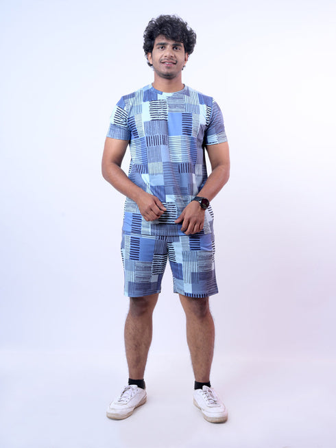 Men Sky Line Printed T-Shirt And Pyjama