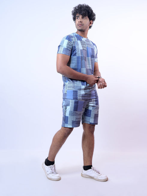 Men Sky Line Printed T-Shirt And Pyjama