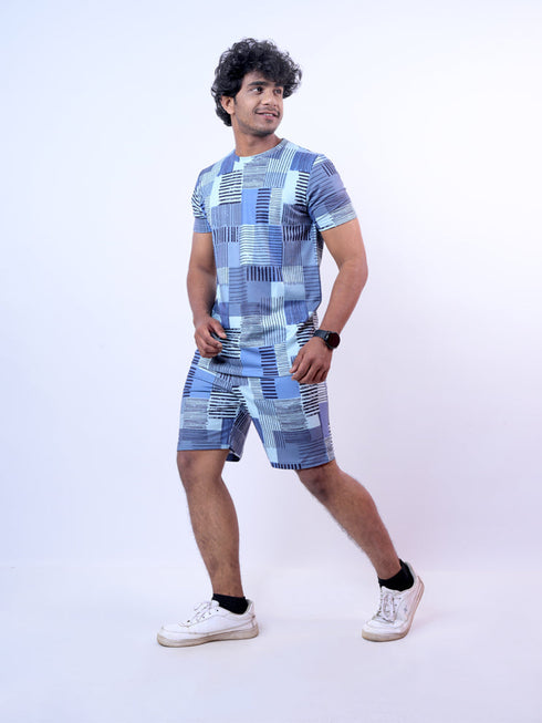 Men Sky Line Printed T-Shirt And Pyjama