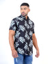 Men Black Floral Printed Sustainable Casual Half Shirt