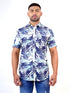 Men Navy Blue Floral Printed Sustainable Casual Half Shirt