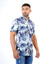 Men Navy Blue Floral Printed Sustainable Casual Half Shirt