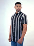 Men Black and White Stripes Printed Sustainable Casual Half Shirt