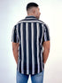 Men Black and White Stripes Printed Sustainable Casual Half Shirt