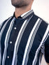 Men Black and White Stripes Printed Sustainable Casual Half Shirt
