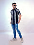 Men Black and White Stripes Printed Sustainable Casual Half Shirt