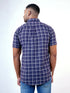 Men Navy Checked Sustainable Casual Half Shirt