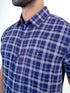Men Navy Checked Sustainable Casual Half Shirt
