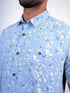 Men Sky Blue Floral Printed Sustainable Casual Half Shirt