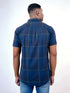 Men Navy Blue Checked Sustainable Casual Half Shirt