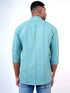 Men Aqua Blue Stripes Printed Sustainable Casual Full Shirt